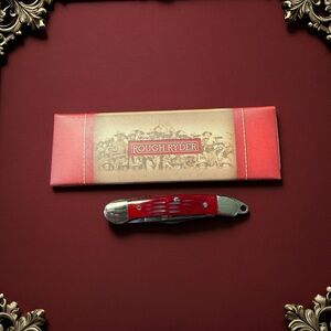 Rough Rider 2" Tiny Copperhead Red Jigged Bone Handles w/Loop RR293